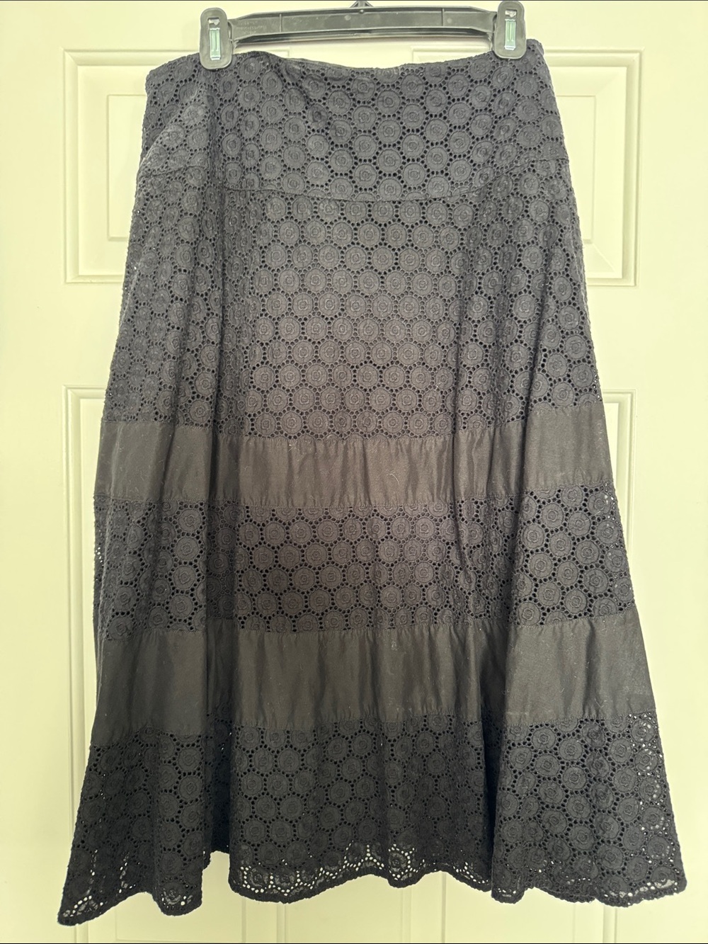 Women's Black Eyelet A-Line Skirt